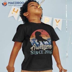 7th birthday boy dinosaur t rex 7 years old awesome 2016 shirt tshirt
