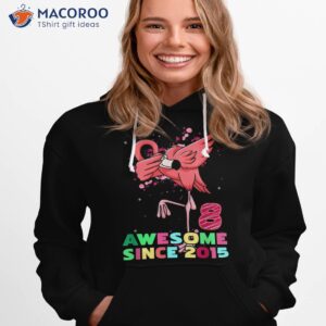 8 years old awesome since 2015 dab flamingo 8th birthday shirt hoodie 1