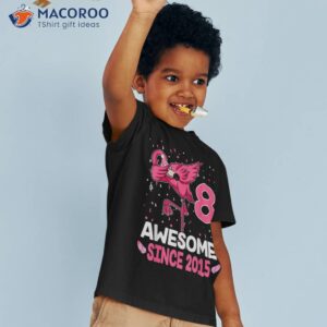 8 years old awesome since 2015 dab flamingo 8th birthday shirt tshirt 3