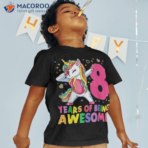 8 Years Old Unicorn Dabbing 8th Birthday Girl Party Shirt