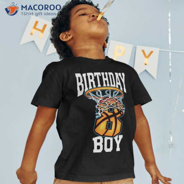 8th Birthday Basketball Tshirt 8 Years Old Kids Gift Shirt