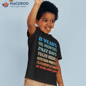 8th birthday boy kids youth shirt 8 years old being awesome tshirt 3