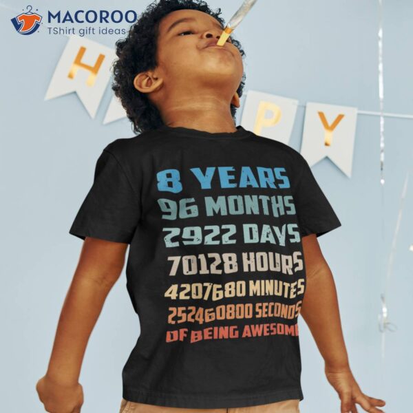 8th Birthday Boy Kids Youth Shirt 8 Years Old Being Awesome