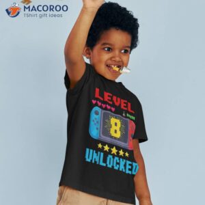 8th birthday boy level 8 unlocked video gamer shirt tshirt 3