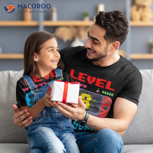 8th Birthday Boy Level 8 Unlocked Video Gamer Shirt