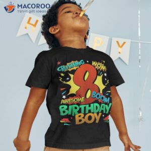 8th birthday kids comic style boys 8 year old gifts shirt tshirt