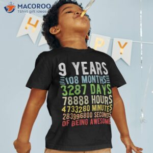 9 Year Old Boy Awesome 9th Birthday Party Kids Shirt