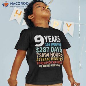 9 Years Old 9th Birthday Gifts Vintage 108 Months Kid Shirt