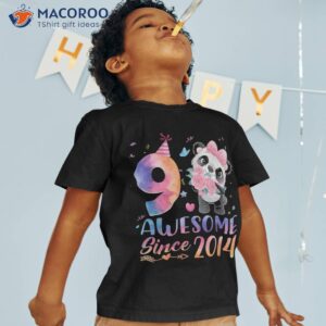 9 Years Old 9th Birthday Panda Awesome Since 2014 Shirt