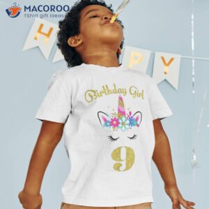 9 years old gifts 9th birthday girl funny unicorn face shirt tshirt