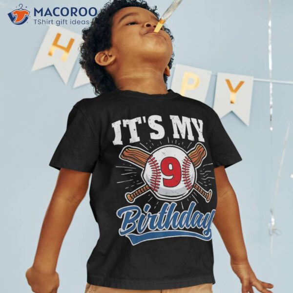 9 Years Old Kids Baseball Player 9th Birthday Party Boys Shirt