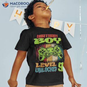 9th birthday boy level 9 unlocked year old shirt tshirt