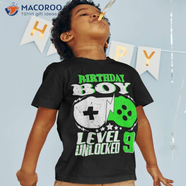 9th Birthday Boy Level 9 Unlocked Year Old Shirt