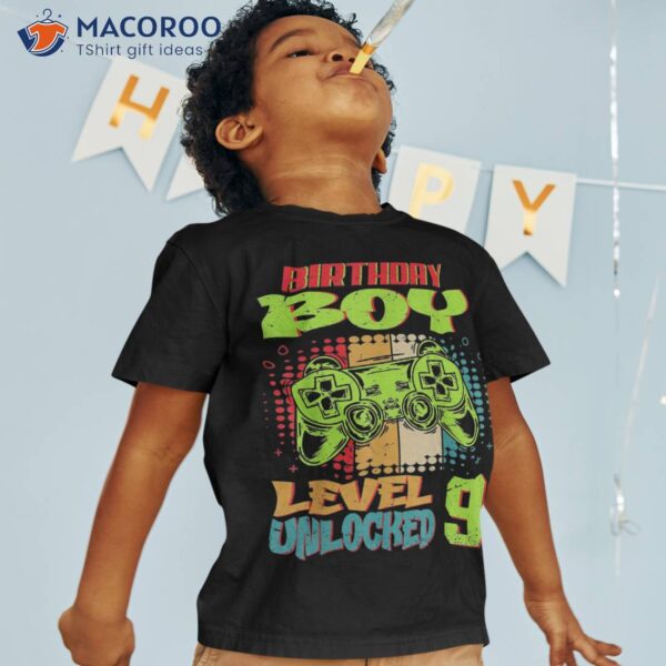 9th Birthday Boy Level 9 Unlocked Year Old Shirt