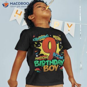 9th Birthday Kids Comic Style Boys 9 Year Old Gifts Shirt