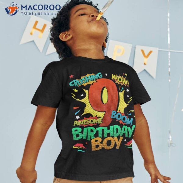 9th Birthday Kids Comic Style Boys 9 Year Old Gifts Shirt