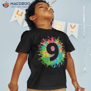 9th Birthday Paint Splashes Shirt For Kids, Girls, Boys.