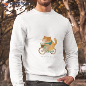 a cat riding bicycle shirt sweatshirt