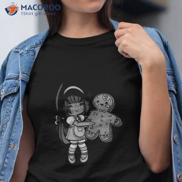 A Chibi Coquette Girl Carries Gingerbread Man At Christmas Shirt