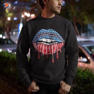 american baseball stitches flag lips 4th of july patriotic shirt sweatshirt