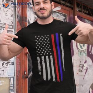 American Flag Red Blue Thin Line Apparel Firefighter Police Shirt