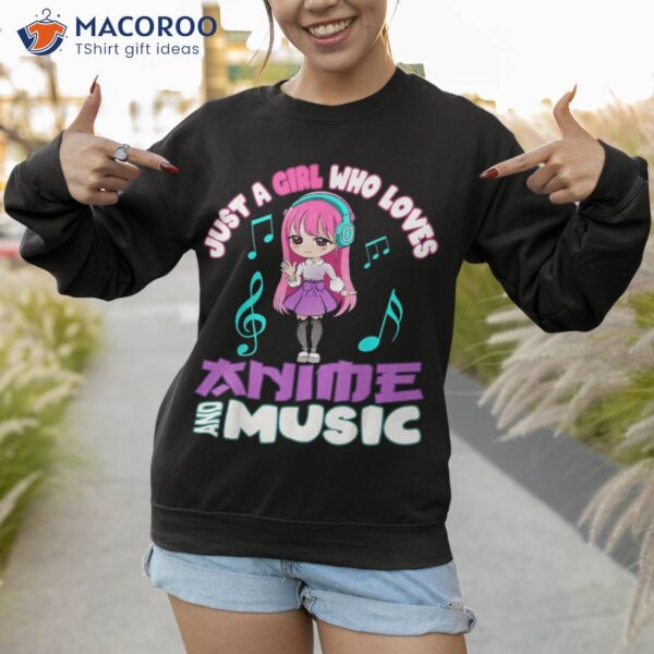 Anime And Music Girl For Teen Chibi Graphic Shirt