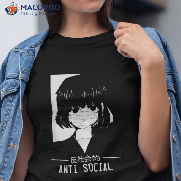 Anti Social Japanese Text Aesthetic Vaporwave Anime Gift Shirt