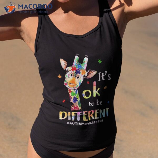 Autism Awareness Cute Giraffe Animal Its Ok To Be Different Shirt