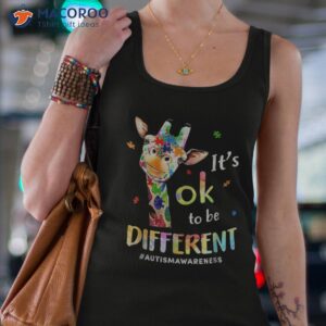 autism awareness cute giraffe animal its ok to be different shirt tank top 4