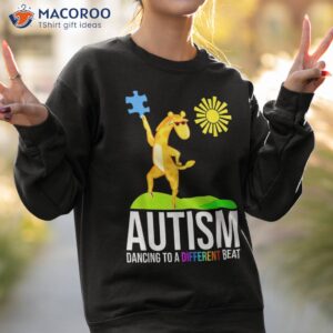 autism dancing to a different beat funny awareness giraffe shirt sweatshirt 2