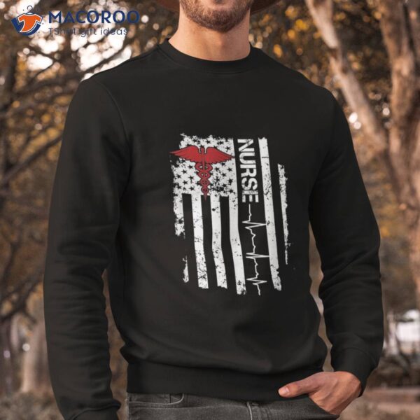 Awesome Nurse Heartbeat United States Flag Paramedic Shirt