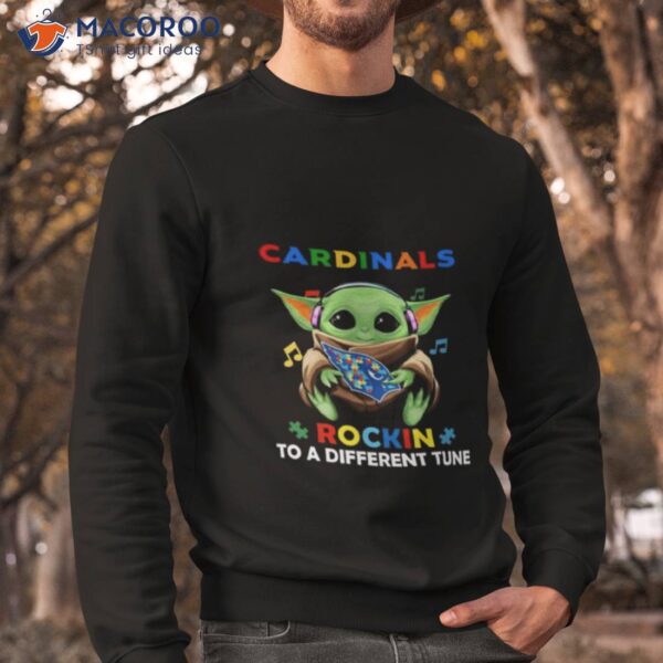 Baby Yoda Hug Arizona Cardinals Autism Rockin To A Different Tune Shirt