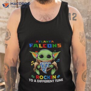 baby yoda hug atlanta falcons autism rockin to a different tune shirt tank top