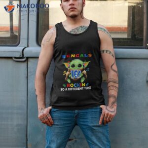 baby yoda hug cincinnati bengals autism rockin to a different tune shirt tank top 2