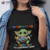 Baby Yoda Hug Denver Broncos Autism Rockin To A Different Tune Shirt