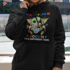 baby yoda hug houston texans autism rockin to a different tune shirt hoodie