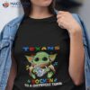 Baby Yoda Hug Houston Texans Autism Rockin To A Different Tune Shirt