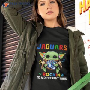 baby yoda hug jacksonville jaguars autism rockin to a different tune shirt tshirt 2