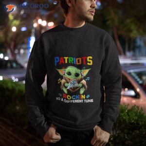 baby yoda hug new england patriots autism rockin to a different tune shirt sweatshirt