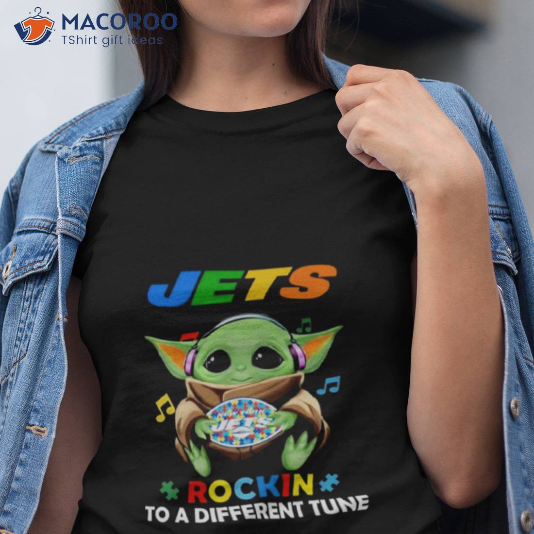 Baby Yoda Hug New York Jets Autism Rockin To A Different Tune Shirt Baby Yoda Hug New York Jets Autism Rockin To A Different Tune Shirt