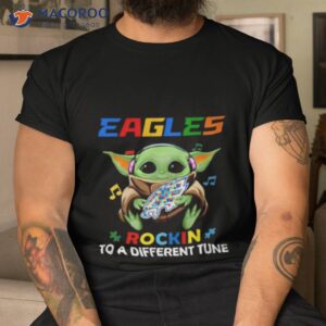 baby yoda hug philadelphia eagles autism rockin to a different tune shirt tshirt