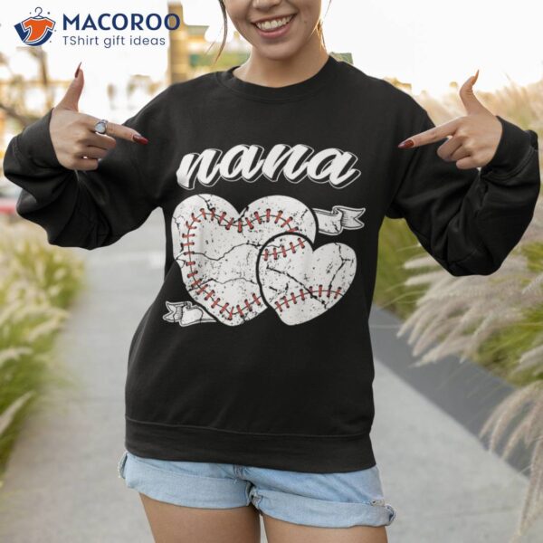 Baseball Nana Heart Ball Cool Proud Grandma Shirt