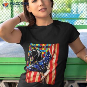 Bear Autism Dad Usa Flag Autism Awareness Shirt