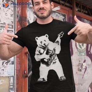 bear playing guitar electric graphic tee rocks shirt tshirt 1