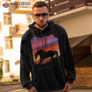 beautiful arabian horse sunset silhouette orange purple blue shirt hoodie 2