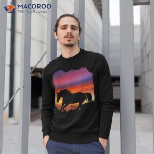 beautiful arabian horse sunset silhouette orange purple blue shirt sweatshirt 1