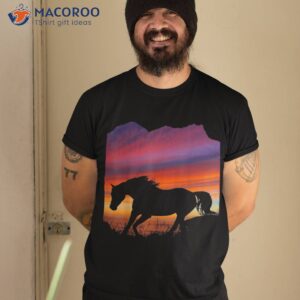 beautiful arabian horse sunset silhouette orange purple blue shirt tshirt 2