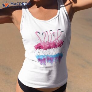 beautiful tropical dancing pink flamingos shirt tank top 2