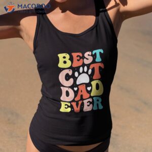 Best Cat Dad Ever Happy Father Day 2023 Retro Groovy Paw Shirt