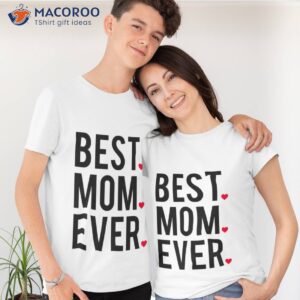 best mom ever word art text design with red hearts t shirt tshirt